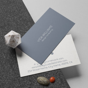 Minimalistic Blue-Grey and White Background Business Card
