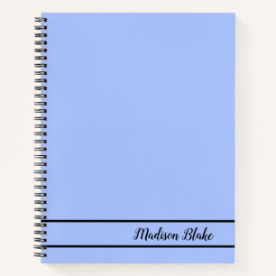 Minimalistic Blue Pastel Plain Customisable Name  Notebook