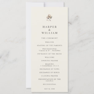 minimalistic boho cotton twig wedding program