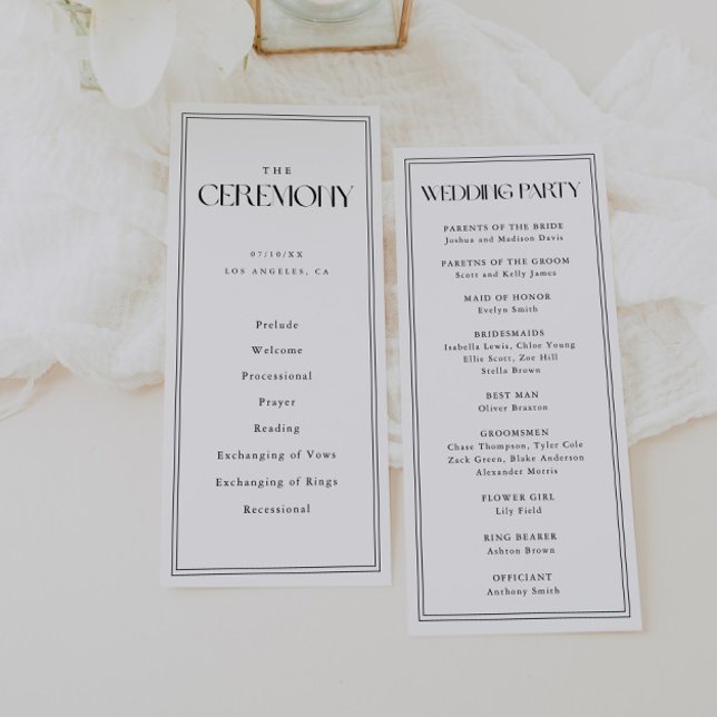 Minimalistic Bold Black & White Wedding Ceremony Program (Creator Uploaded)