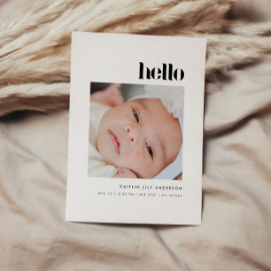 Minimalistic Bold "Hello" 5-Photo Baby Birth Announcement
