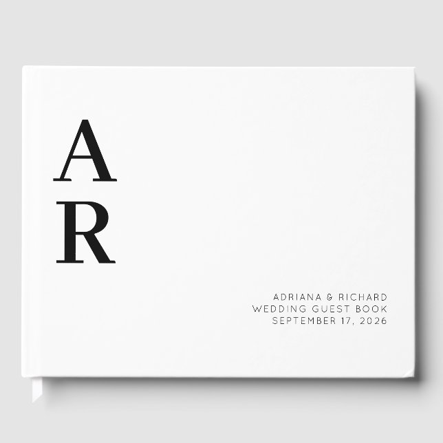 Minimalistic Bold Initials Wedding  Guest Book (Front)