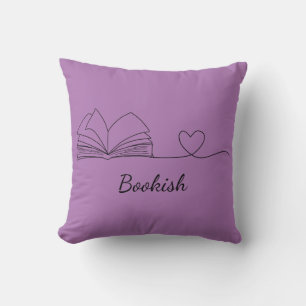 Minimalistic Book Lover Line Art,Throw Pillow
