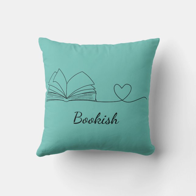 Minimalistic Book Lover Line Art,Throw Pillow (Back)