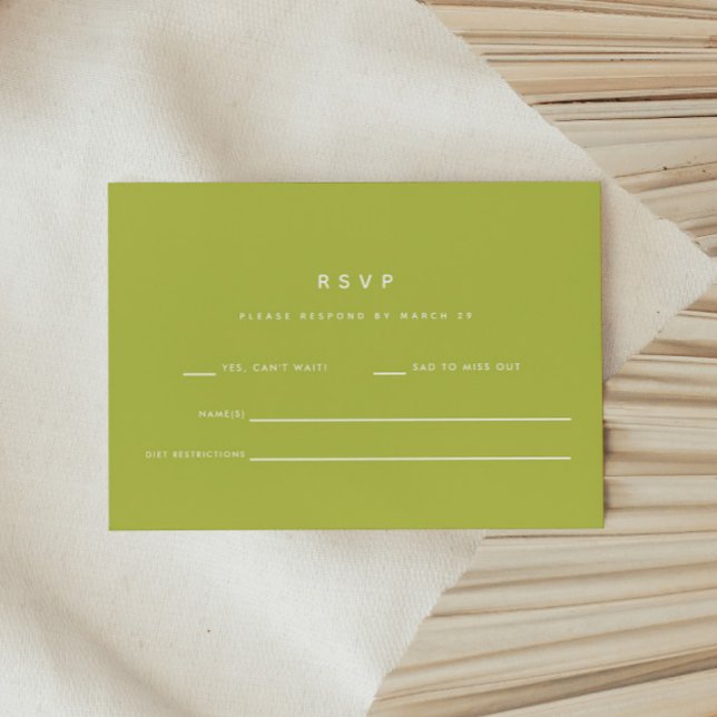 Minimalistic Bright Lime Green Wedding RSVP Card (Creator Uploaded)