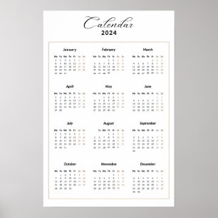 Minimalistic Calendar for 2024 Poster