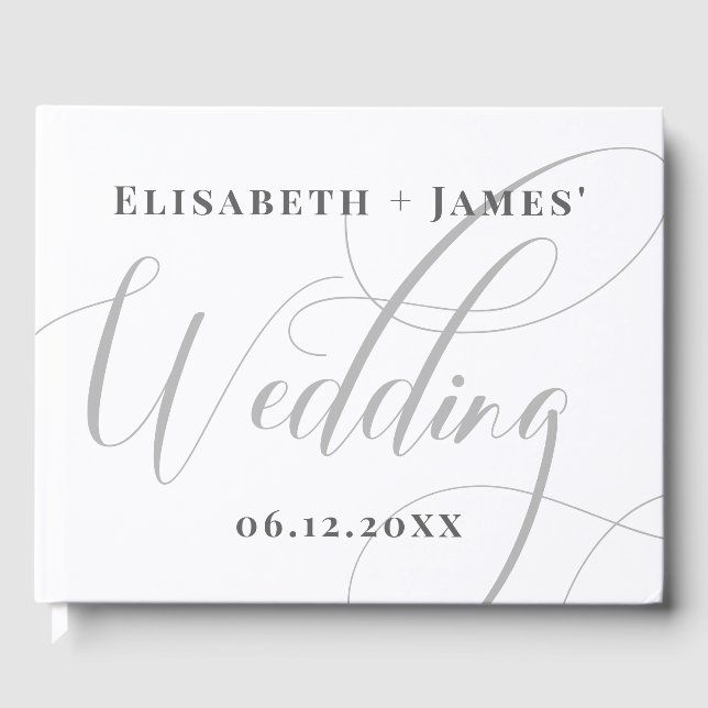    Minimalistic Calligraphy Modern Welcome Wedding Guest Book (Front)