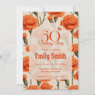 Minimalistic Carnation Luxury Girl’S Birthday Invitation