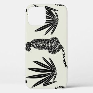 Minimalistic Cheetah Illustration Vintage iPhone 12 Case