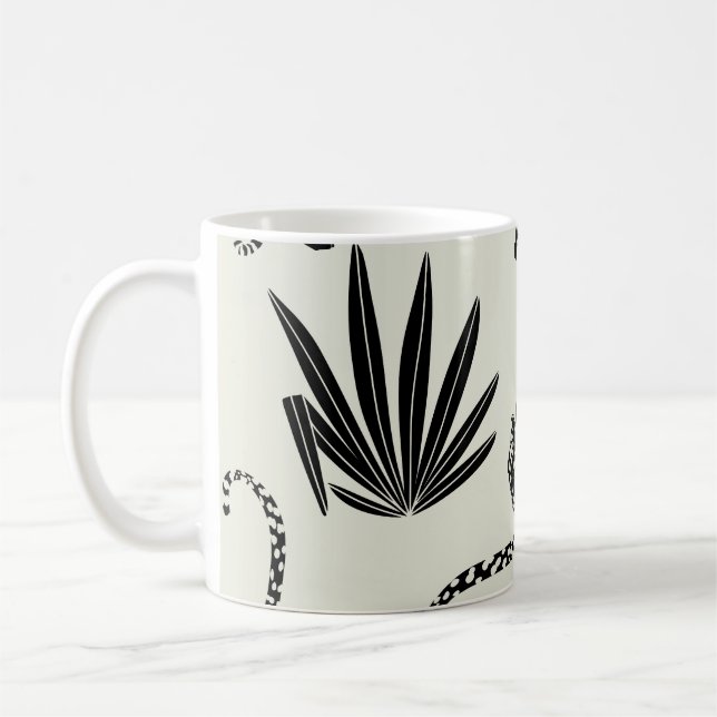 Minimalistic Cheetah Illustration Vintage Coffee Mug (Left)