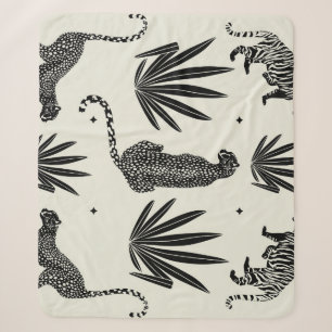 Minimalistic Cheetah Illustration Vintage Sherpa Blanket