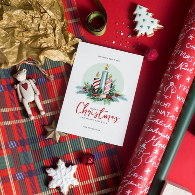 Minimalistic Christmas Candles Floral Bouquet Invitation (Creator Uploaded)