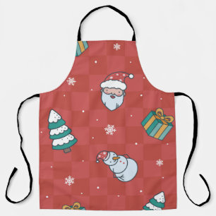 Minimalistic christmas red pattern apron
