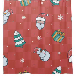 Minimalistic christmas red pattern shower curtain