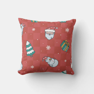 Minimalistic Christmas: Red Seamless Design. Cushion