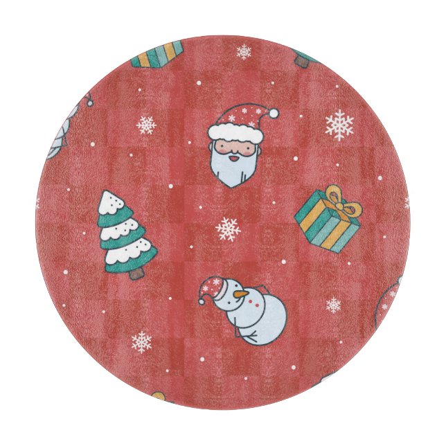 Minimalistic Christmas: Red Seamless Design. Cutting Board (Front)