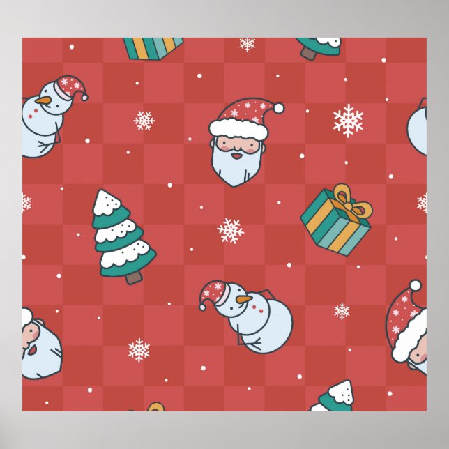 Minimalistic Christmas: Red Seamless Design. Poster (Front)
