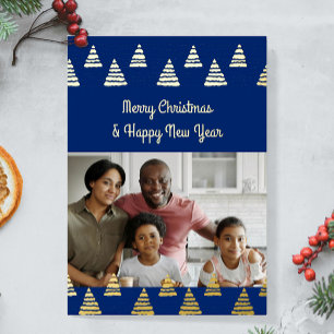 Minimalistic Christmas trees Photo Foil Holiday Card