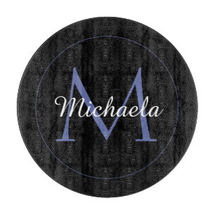 Minimalistic circle modern monogram initial name cutting board