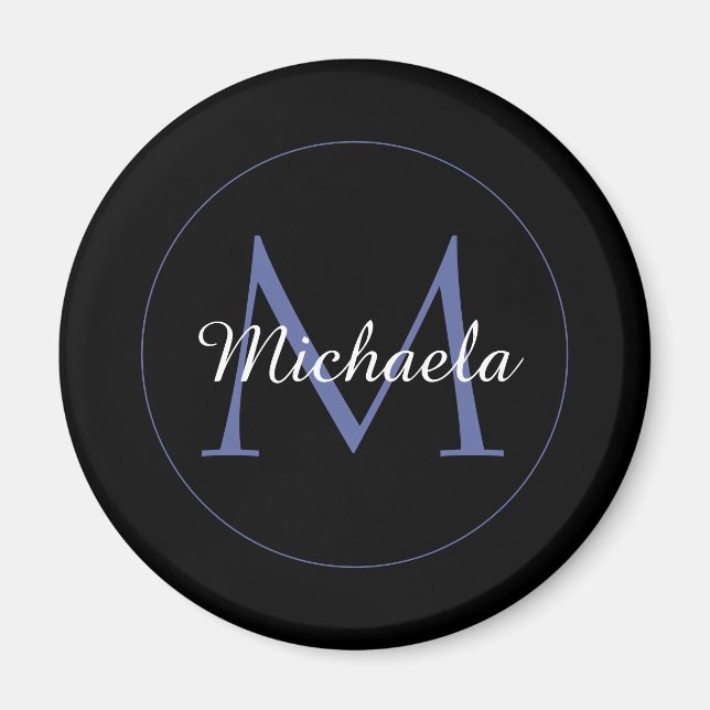 Minimalistic circle modern monogram initial name magnet (Front)