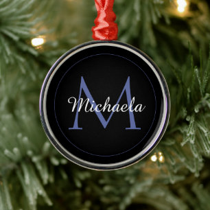 Minimalistic circle modern monogram initial name metal ornament