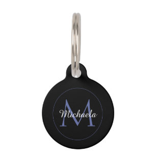 Minimalistic circle modern monogram initial name pet tag