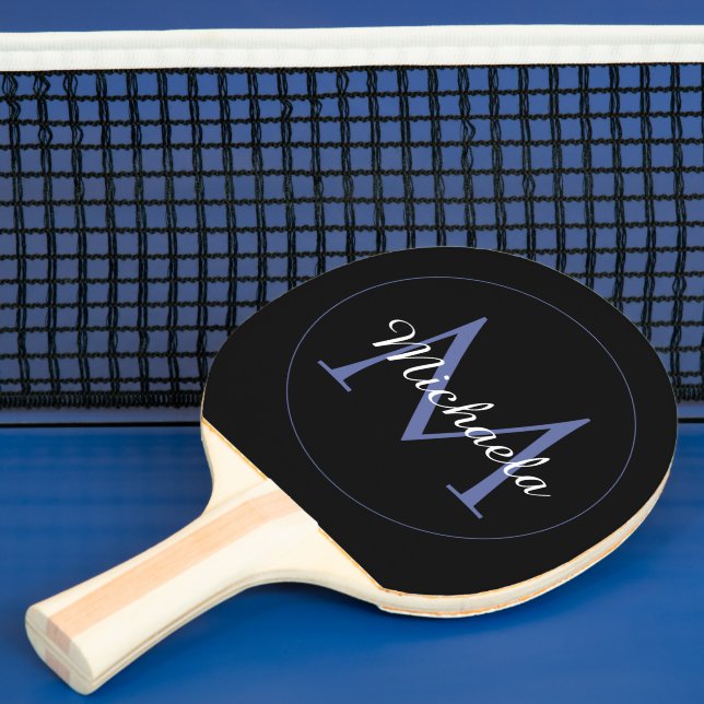 Minimalistic circle modern monogram initial name ping pong paddle (Insitu)