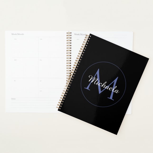 Minimalistic circle modern monogram initial name planner (Display)