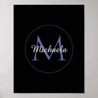 Minimalistic circle modern monogram initial name poster