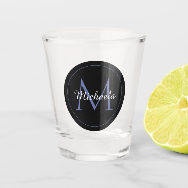 Minimalistic circle modern monogram initial name shot glass (Front)
