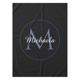 Minimalistic circle modern monogram initial name tablecloth