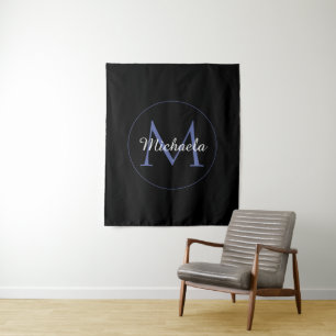 Minimalistic circle modern monogram initial name tapestry