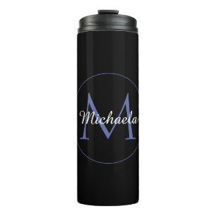 Minimalistic circle modern monogram initial name thermal tumbler