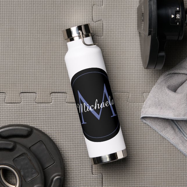 Minimalistic circle modern monogram initial name water bottle (Gym)