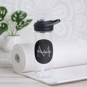 Minimalistic circle modern monogram initial name water bottle