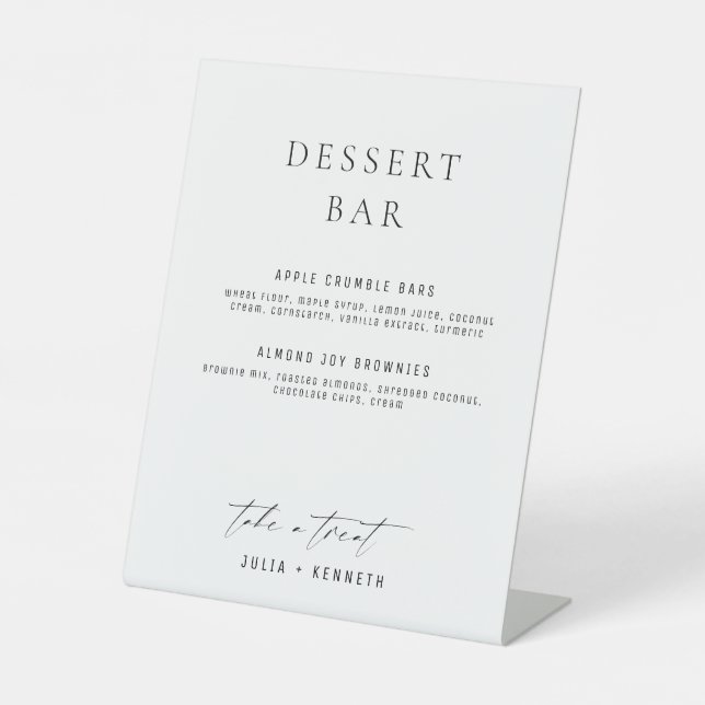Minimalistic Classy Dessert Menu Wedding Sign (Front)