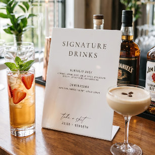 Minimalistic Classy Signature Drinks Wedding Pedestal Sign