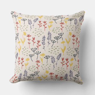 Minimalistic colourful scattered wildflowers cushion