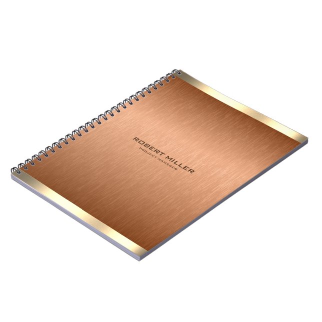 Minimalistic copper brown texture gold accents notebook (Left Side)
