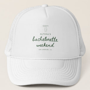Minimalistic Coquette Green Bachelorette Weekend Trucker Hat