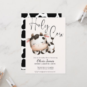 Minimalistic cow gender neutral baby shower invitation