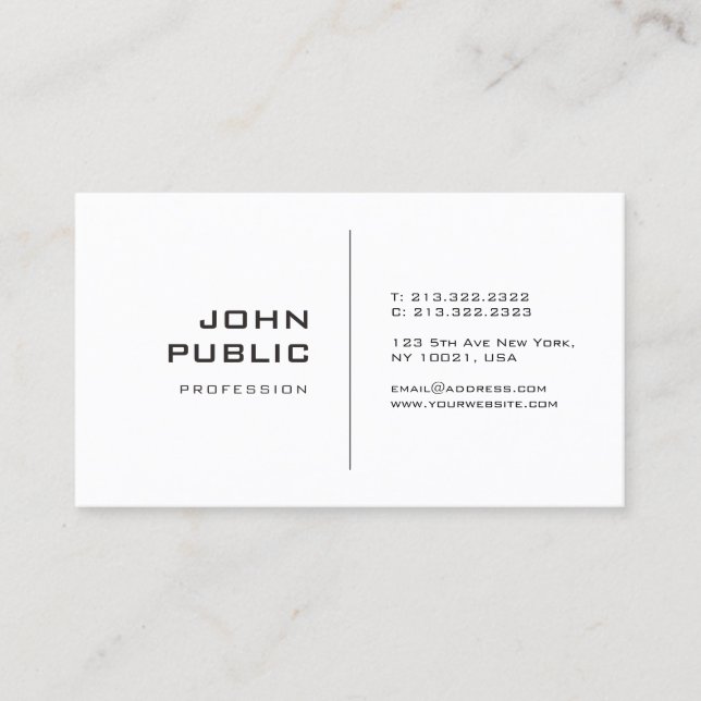 Minimalistic Creative Design Modern Sleek Plain Business Card (Front)