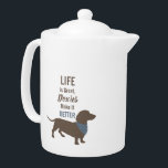 Minimalistic Dachshund Silhouette custom quote<br><div class="desc">Minimalistic Dachshund Silhouette with customisable quote: "Life is great,  doxies make it better".
Rustic tones.</div>