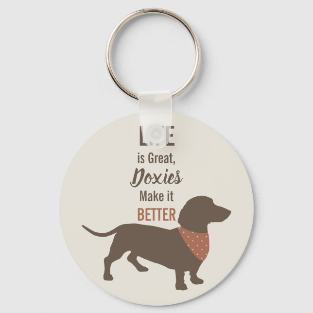 Minimalistic Dachshund Silhouette custom quote Key Ring (Front)
