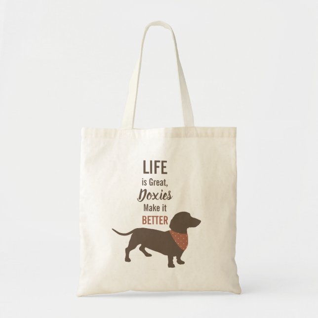 Minimalistic Dachshund Silhouette custom quote Tote Bag (Front)