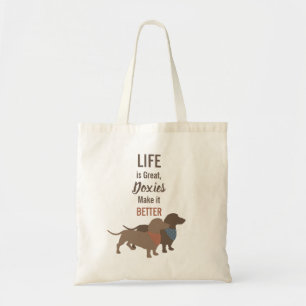 Minimalistic Dachshund Silhouettes custom quote Tote Bag