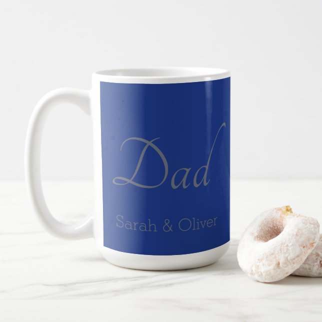 Minimalistic 'Dad' Mug with Child’s Names - Gift (With Donut)
