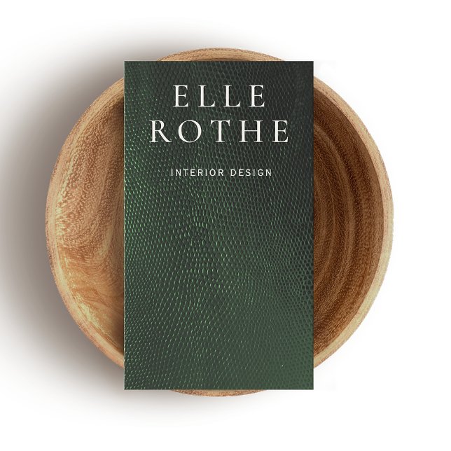 Minimalistic Dark Green Lizard Skin Designer Business Card (Creator Uploaded)