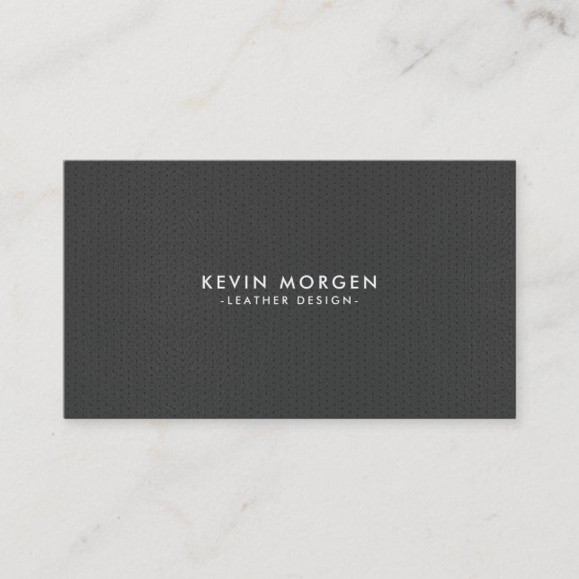 Minimalistic Dark-Grey Faux Leather Business Card (Front)