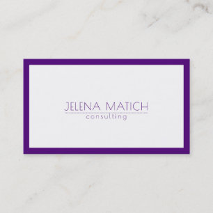 Minimalistic Deep Purple & White Border Business Card